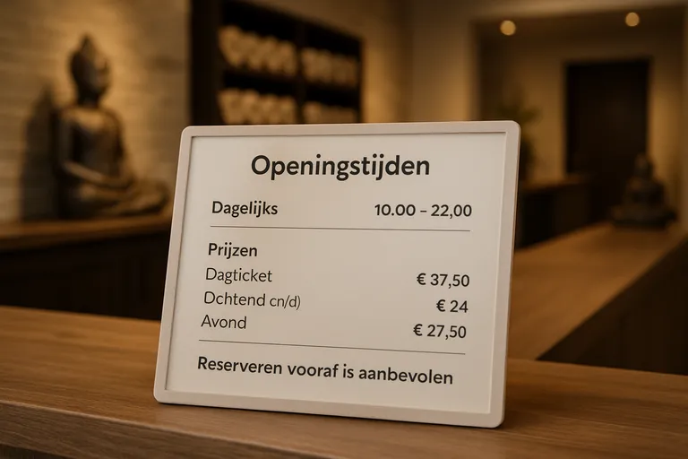 Praktische informatie: openingstijden, prijzen en reserveren