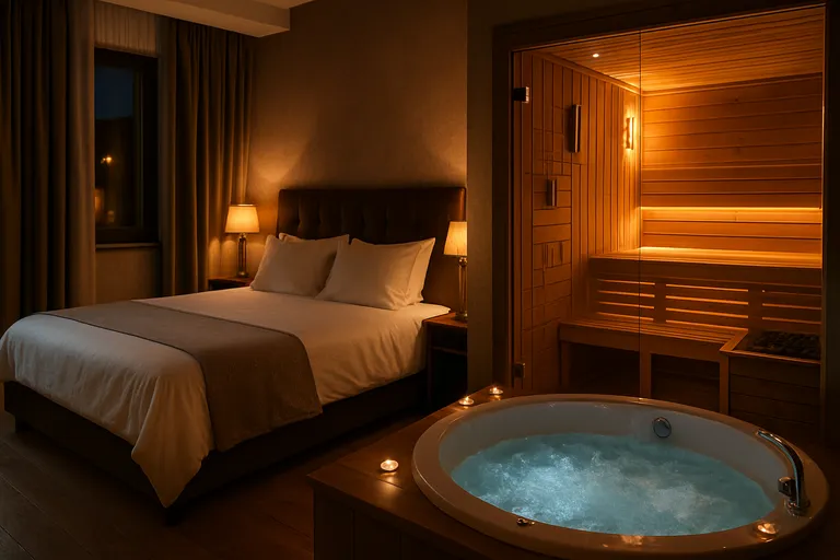 Romantisch weg in een stijlvol hotel met privé sauna op je kamer